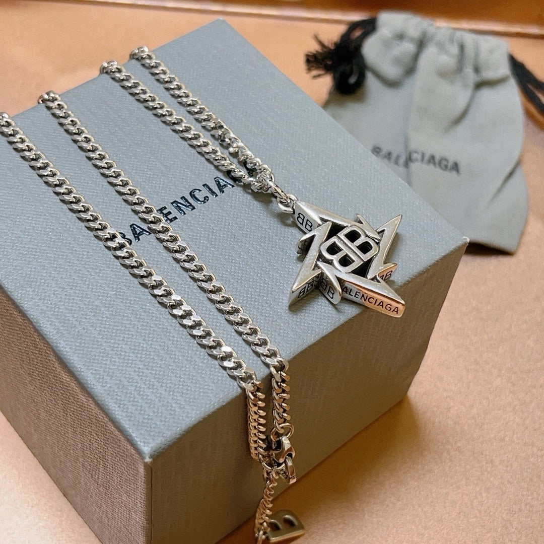 Geometric Emblem Pendant Necklace in Polished Metal-Tone – Vintage Detail – Design 033 front product view