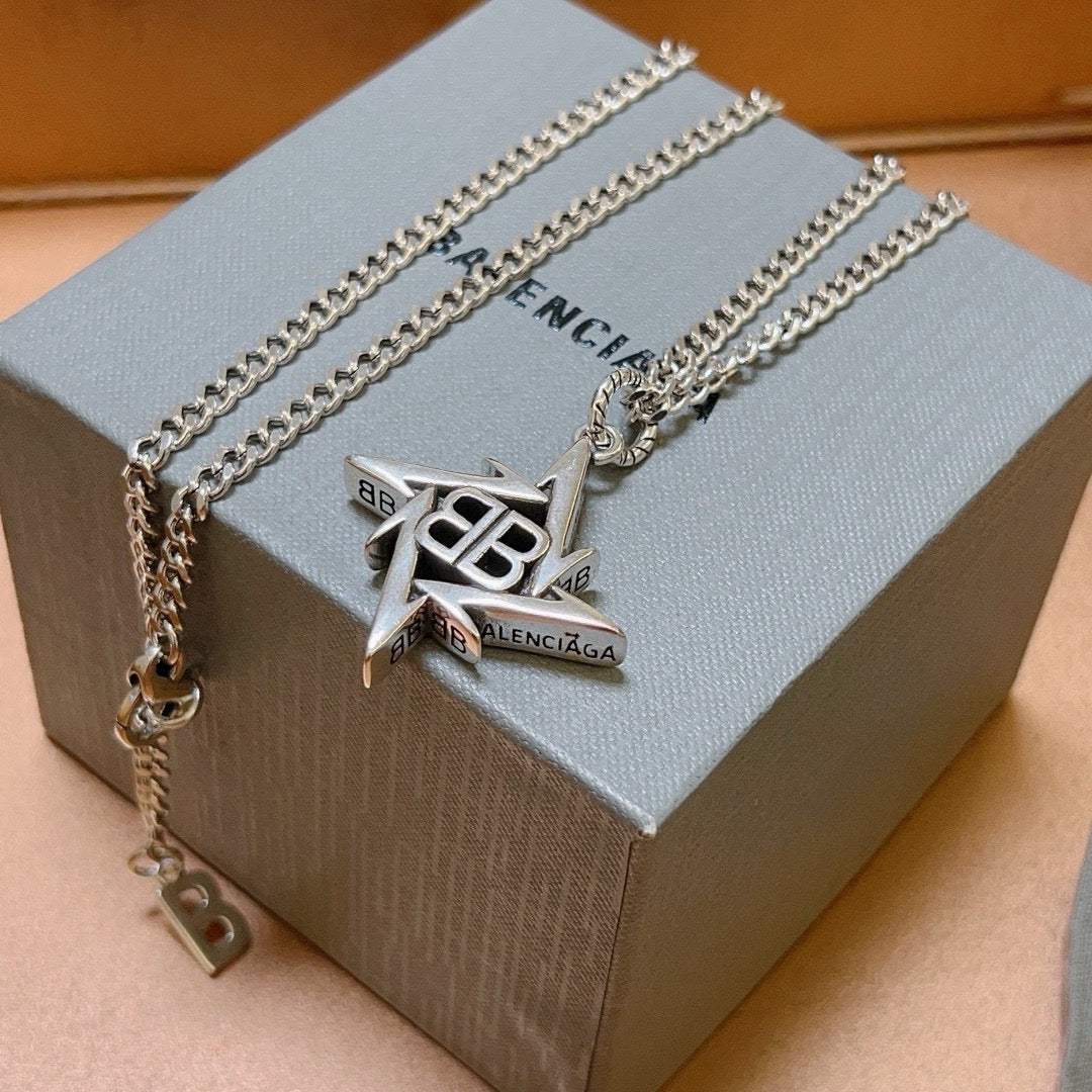 Geometric Emblem Pendant Necklace in Polished Metal-Tone – Vintage Detail – Design 053 front product view