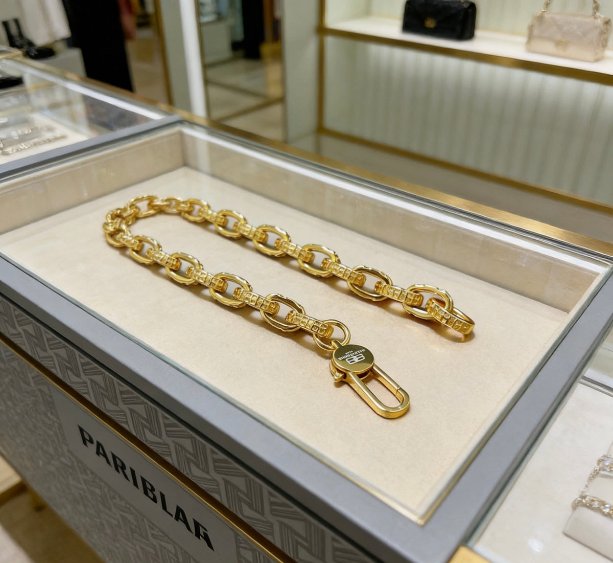 Geometric Emblem Bracelet in Polished Metal-Tone – Design 040 styled product view