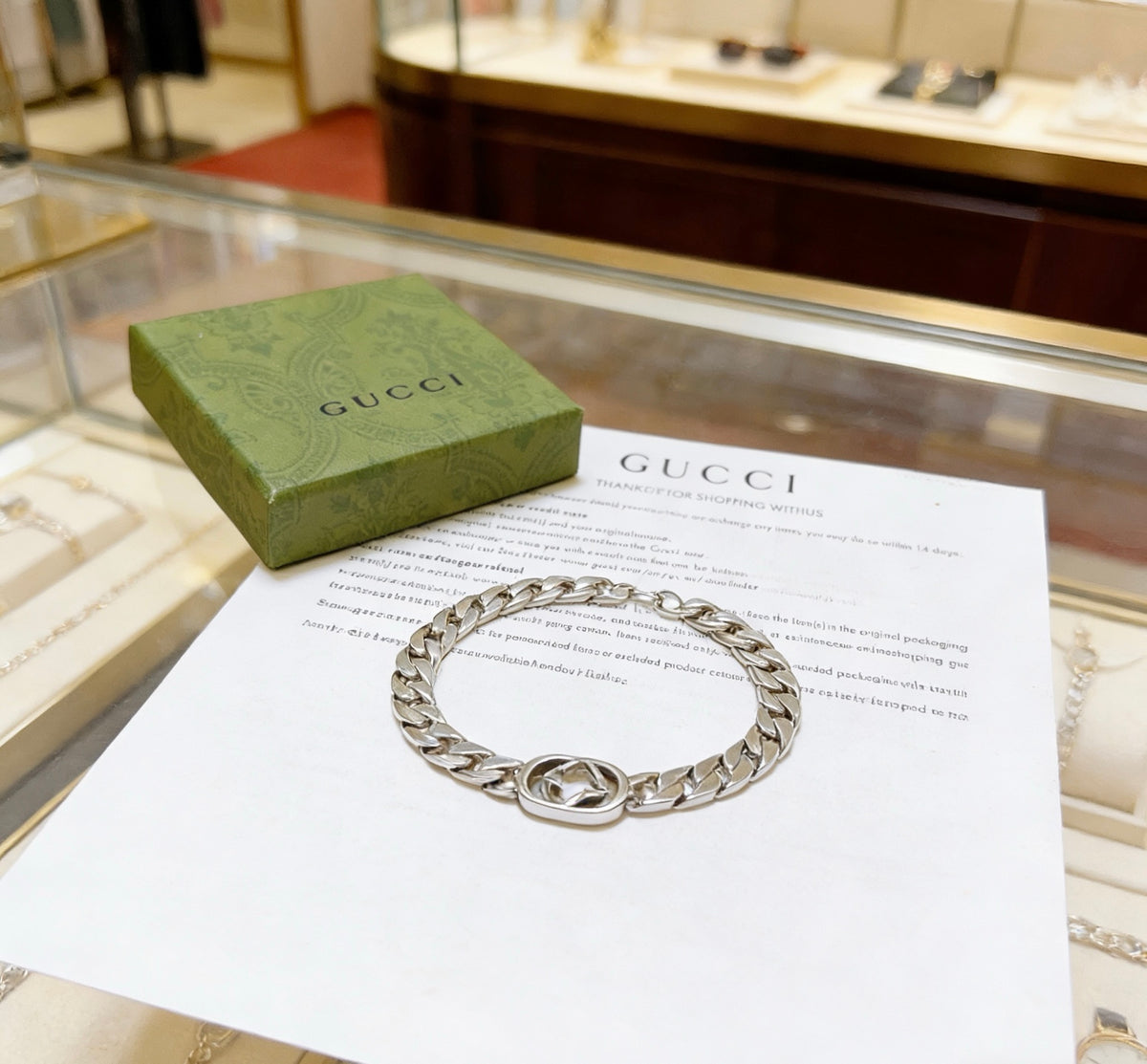 Floral Bracelet in Polished Metal-Tone – Design 008 front product view