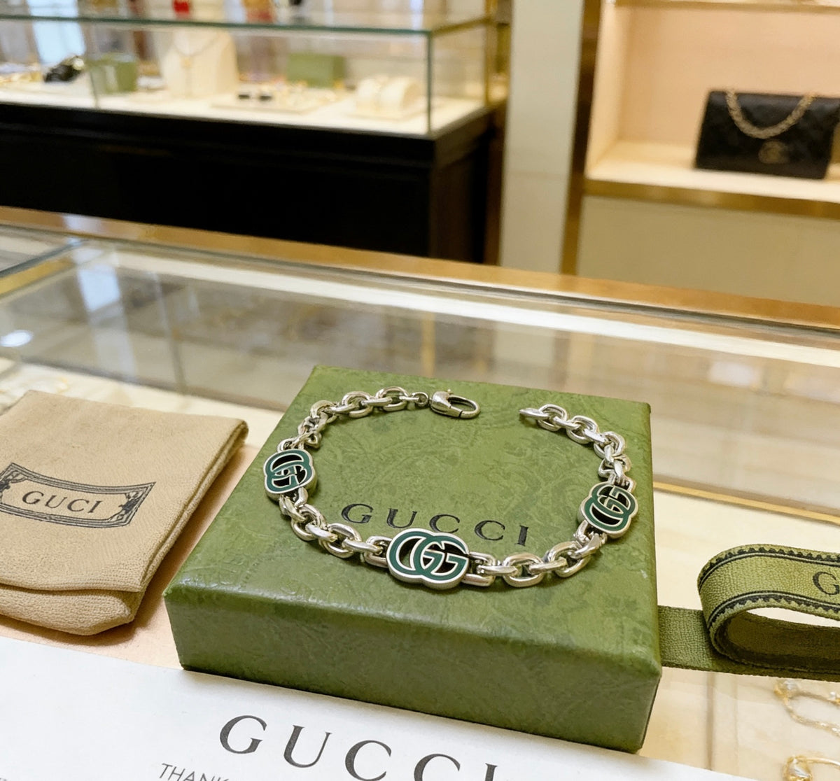 Geometric Emblem Bracelet in Polished Metal-Tone – Design 047 front product view