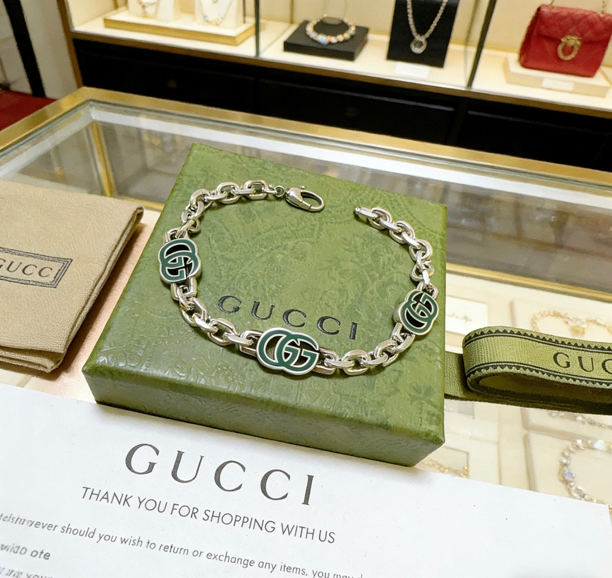 Geometric Emblem Bracelet in Polished Metal-Tone – Design 047 side detail