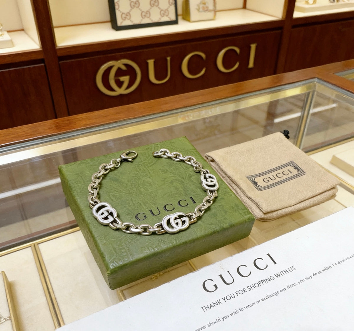 Geometric Emblem Bracelet in Polished Metal-Tone – Design 049 side detail