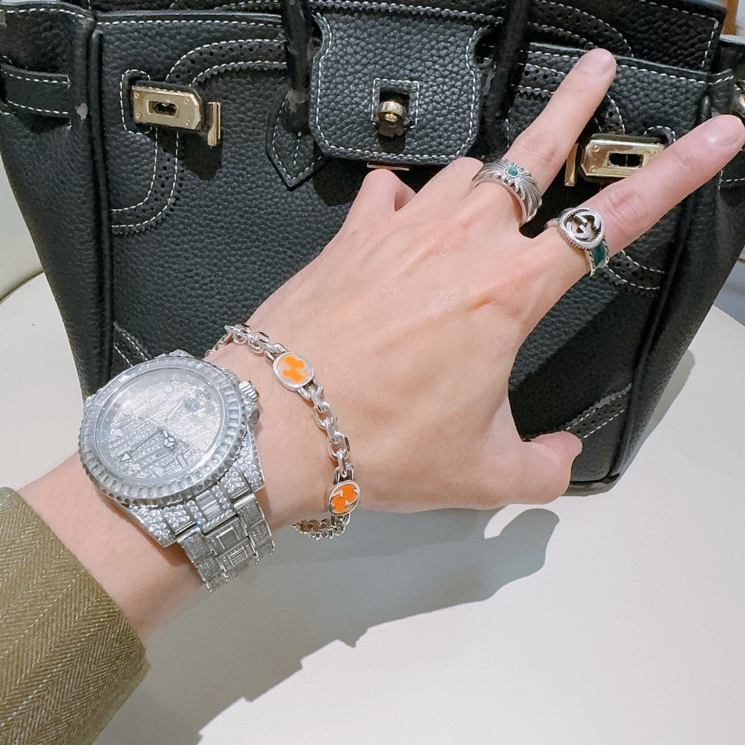 Horse Bracelet in Polished Metal-Tone – Design 002 styled product view