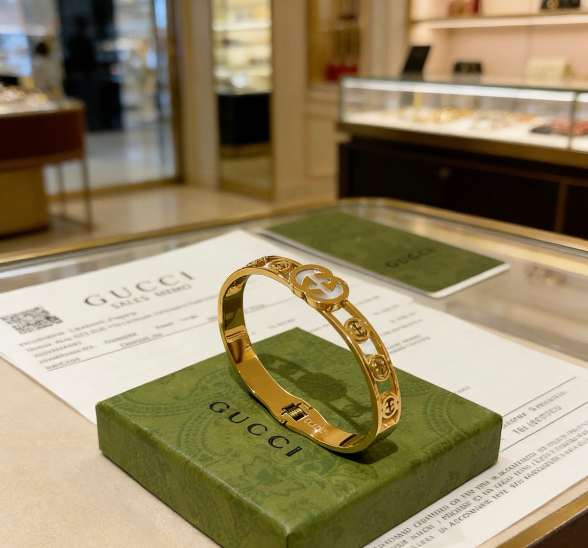 Double-G Emblem Bangle in Polished Metal-Tone – Design 017 main product view