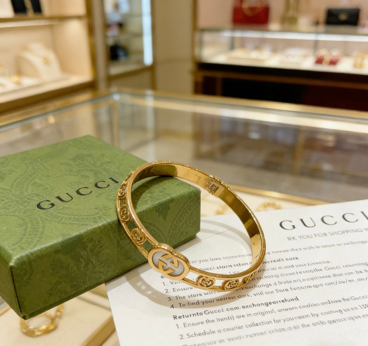 Double-G Emblem Bangle in Polished Metal-Tone – Design 017 front product view
