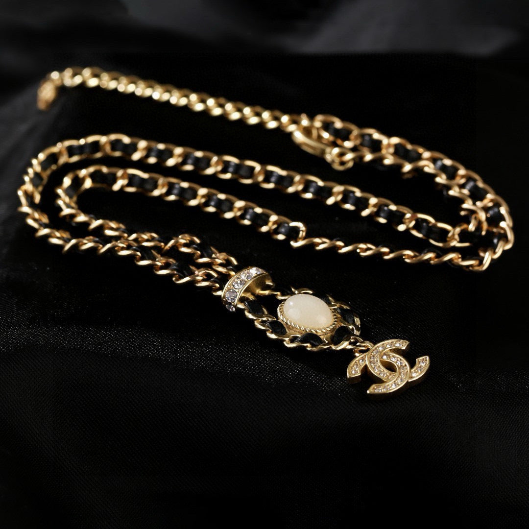 Signature Emblem Pendant Necklace in Gold-Tone – Design 007 detail view