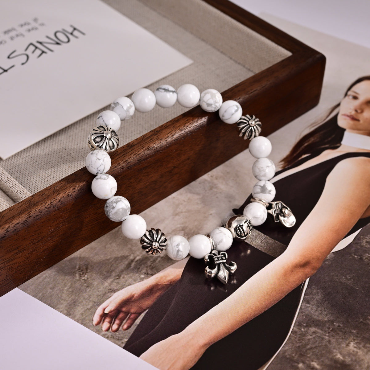 Cross Statement Bracelet in Metal-Tone – Design 10 close-up detail