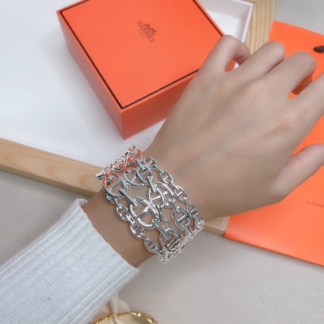 Toggle Bangle in Polished Metal-Tone detail view