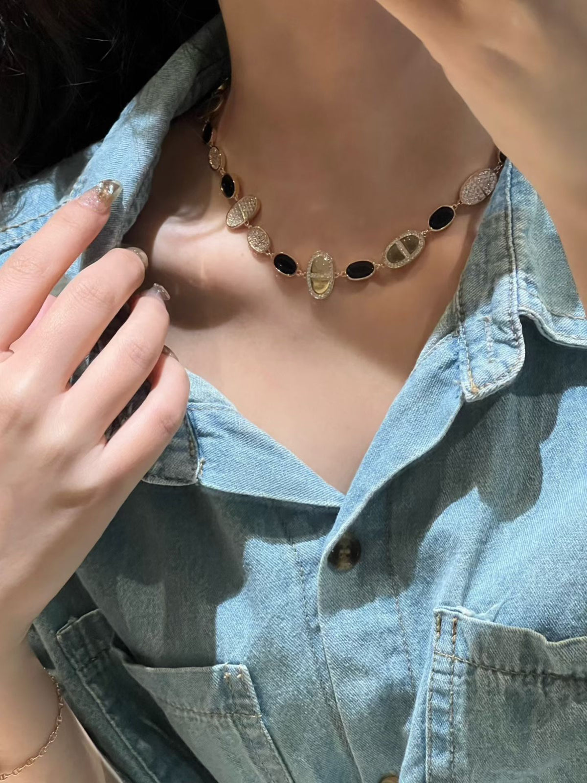Toggle Pendant Necklace in Gold-Tone side detail