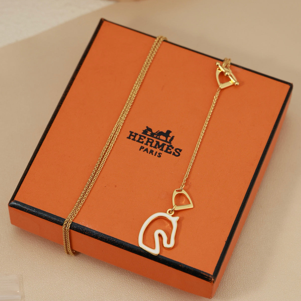 Horse Head Pendant Necklace in Rose-Gold-Tone – Rose Gold Detail detail view