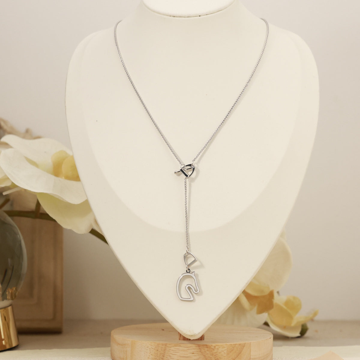 Horse Head Pendant Necklace in Rose-Gold-Tone – Rose Gold Detail styled product view