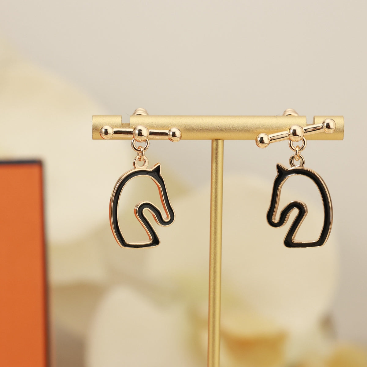 Horse Head Stud Earrings in Rose-Gold-Tone – Rose Gold Detail styled product view