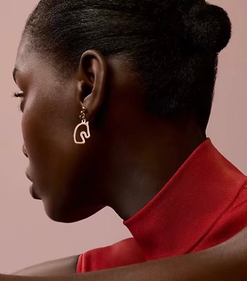 Horse Head Stud Earrings in Rose-Gold-Tone – Rose Gold Detail – Design 003 front product view