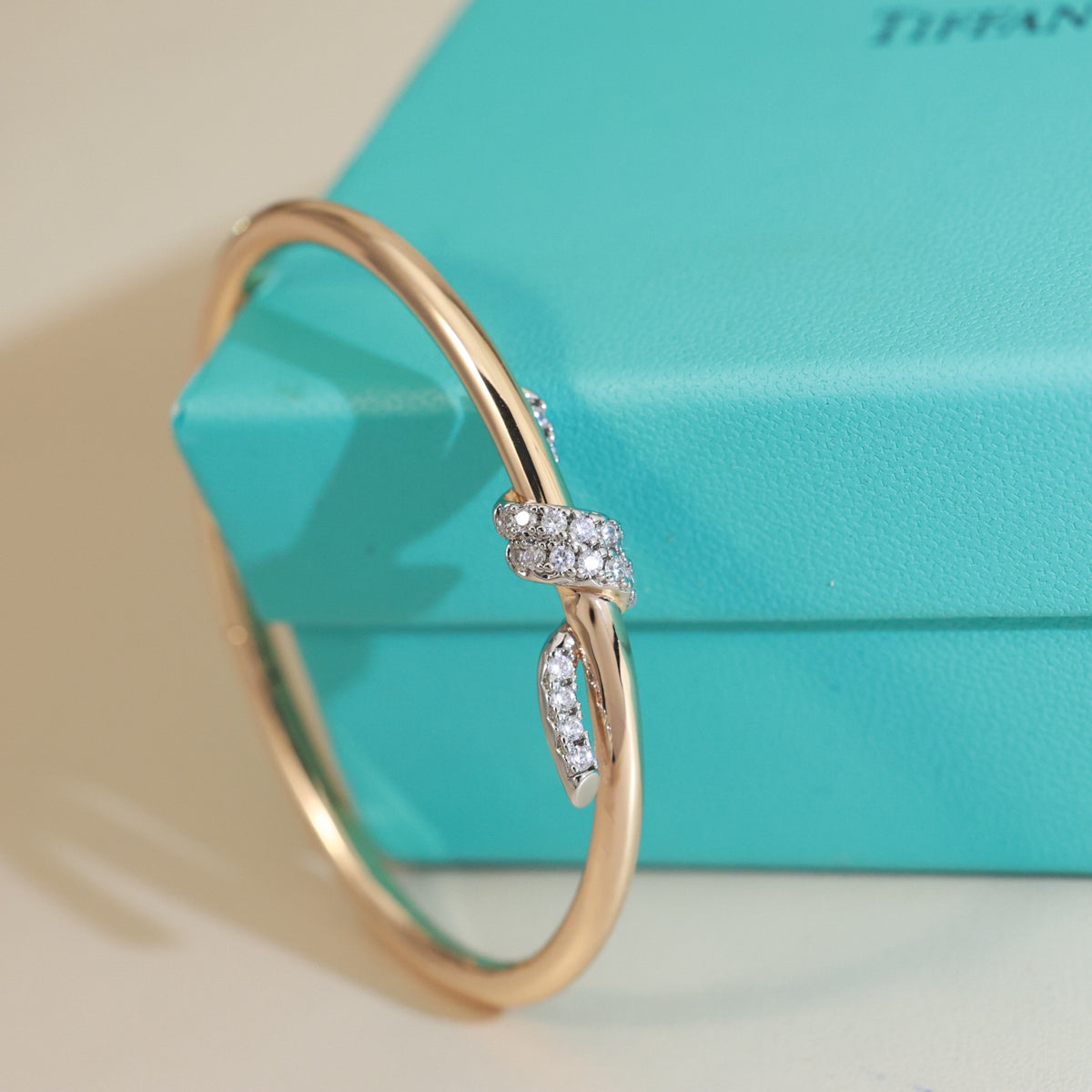 Knot Bangle in Gold-Tone detail view