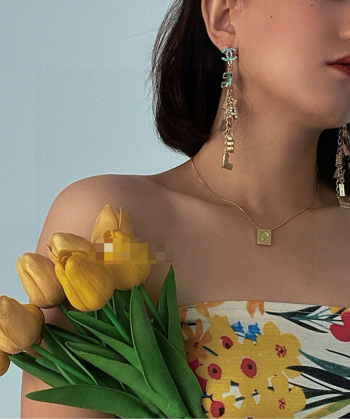 Letter Stud Earrings in Gold-Tone – Design 001 detail view