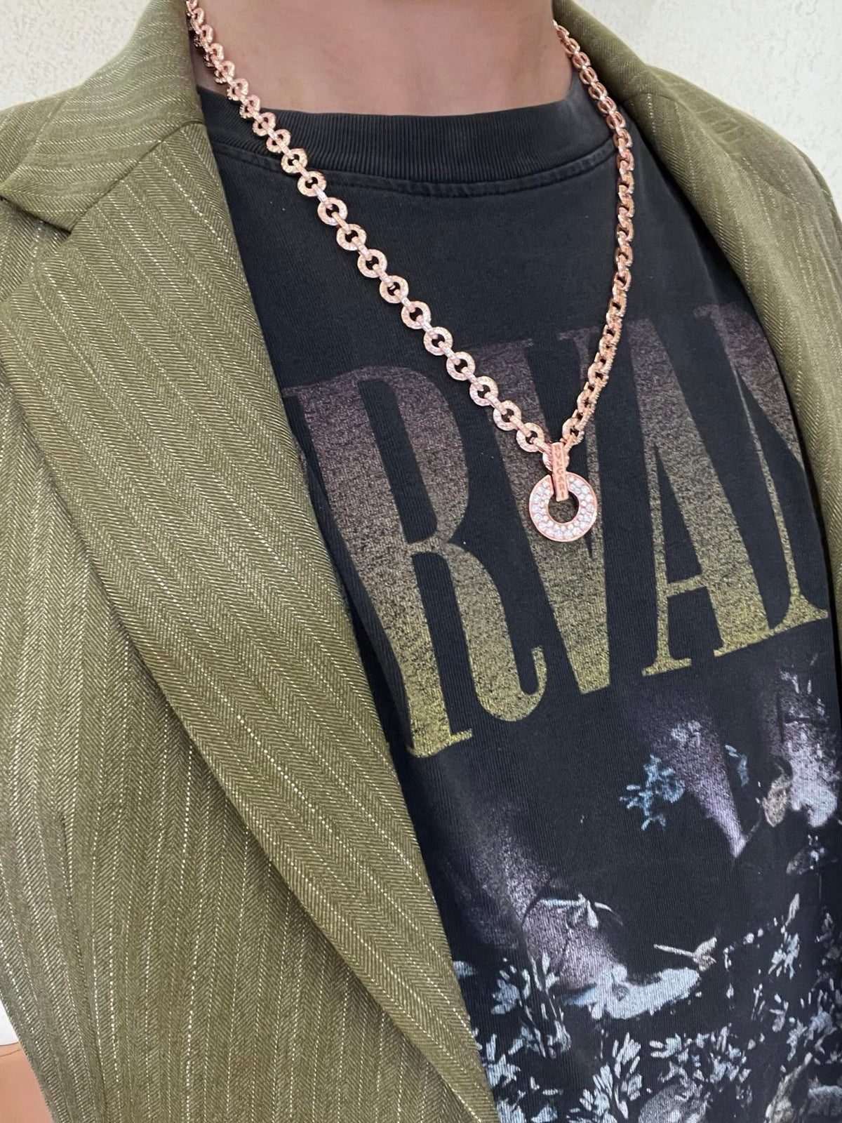 Geometric Emblem Statement Ring in Rose-Gold-Tone – Rose Gold Detail front product view