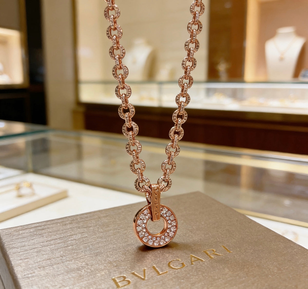 Geometric Emblem Statement Ring in Rose-Gold-Tone – Rose Gold Detail front product view
