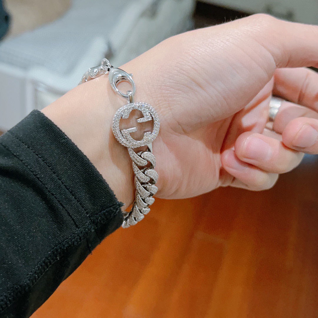 Floral Bracelet in Polished Metal-Tone – Design 006 side detail