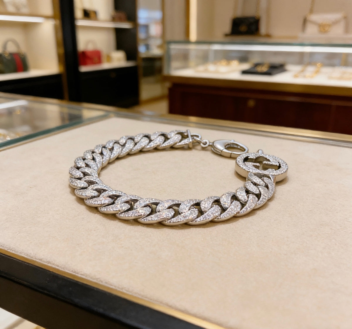Floral Bracelet in Polished Metal-Tone – Design 006 styled product view