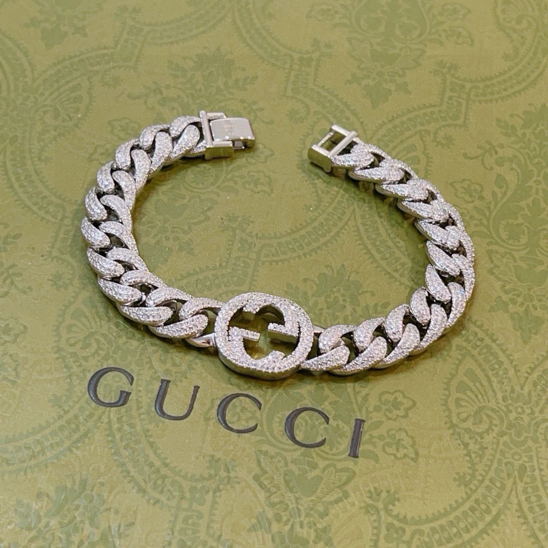 Geometric Emblem Bracelet in Polished Metal-Tone – Design 029 front product view
