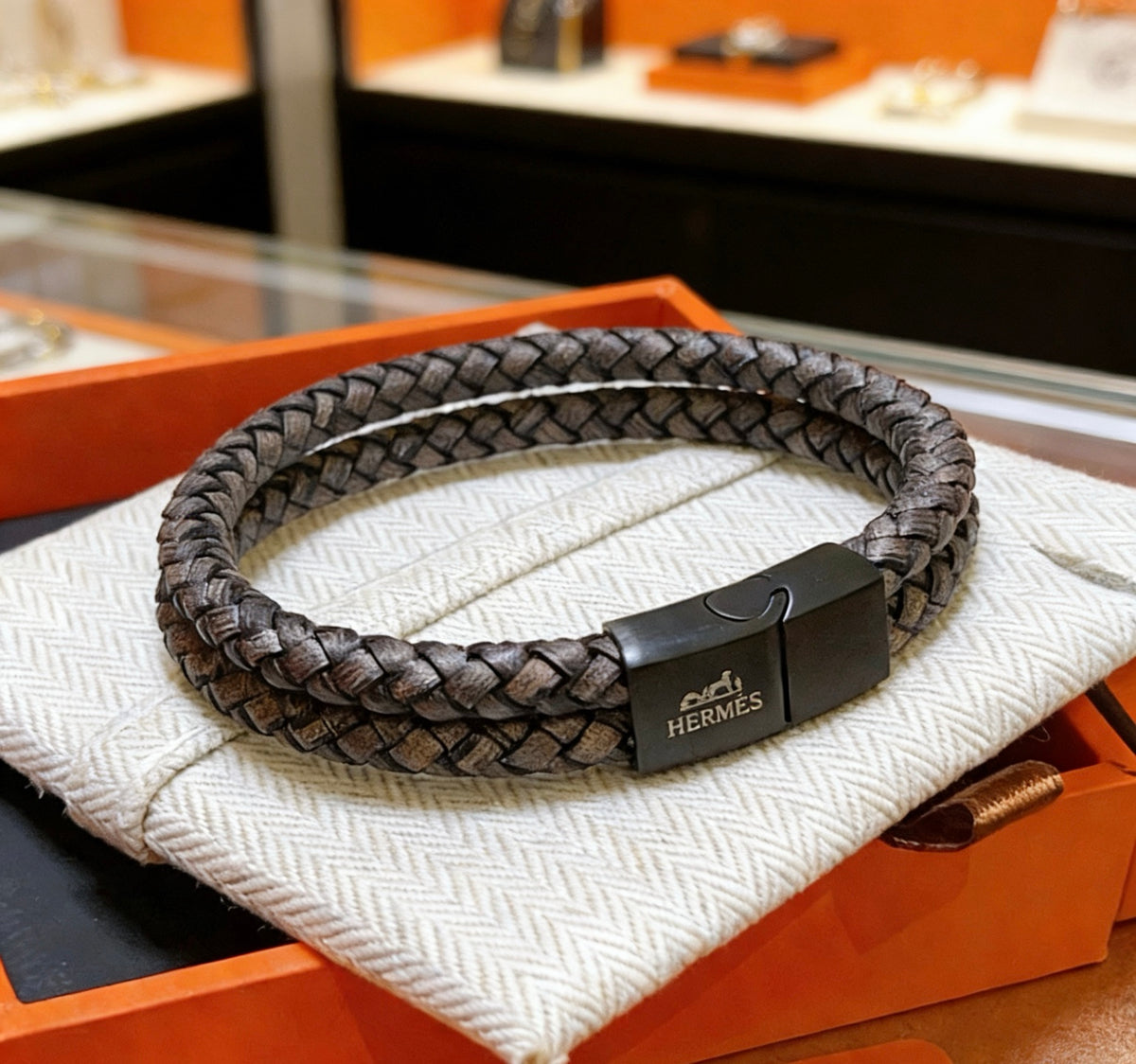 Horse Braided Bracelet in Gold-Tone – Braided Detail front product view