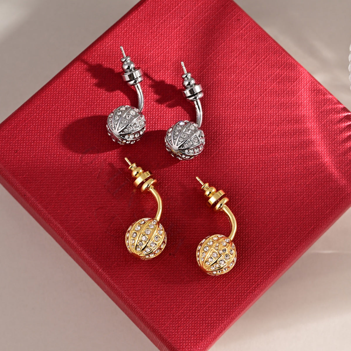 Signature Emblem Statement Earrings in Polished Metal-Tone – Design 01 side detail