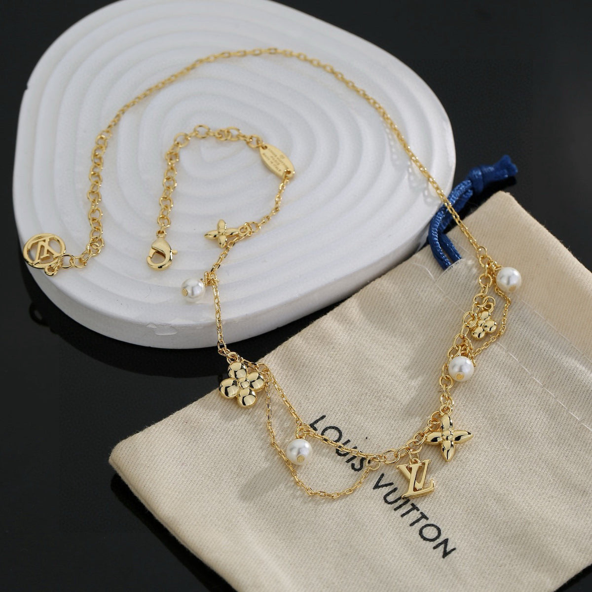 Letter Emblem Pendant Necklace in Polished Metal-Tone – Design 016 main product view