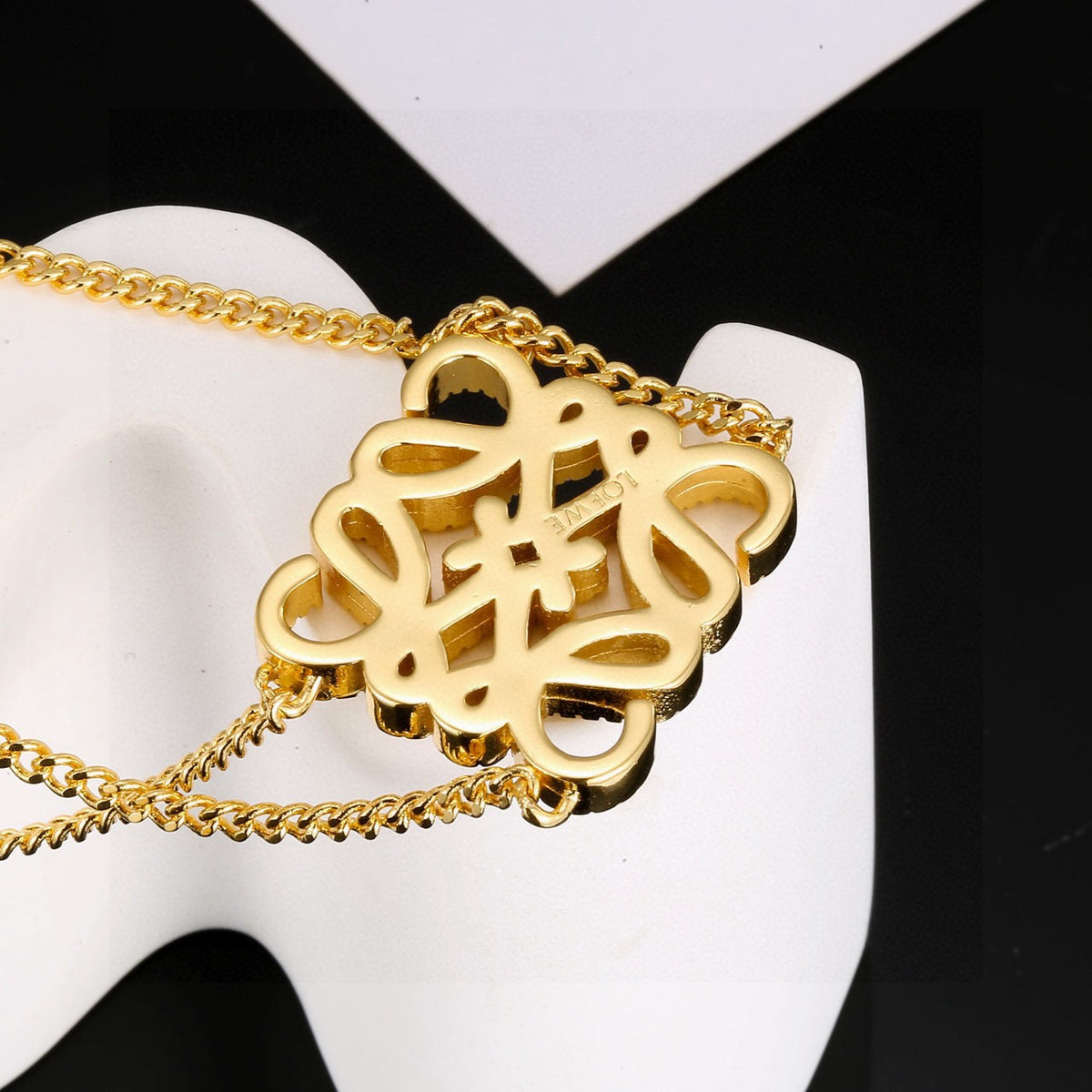 Floral Motif Statement Bracelet in Gold-Tone with Crystal-Style Accents front view