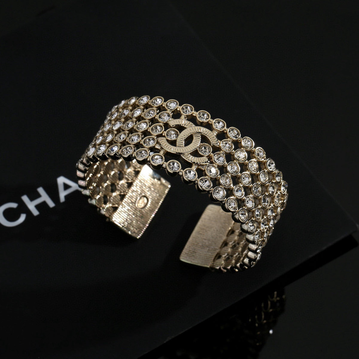 Signature Emblem Bangle in Polished Metal-Tone – Design 017 front product view
