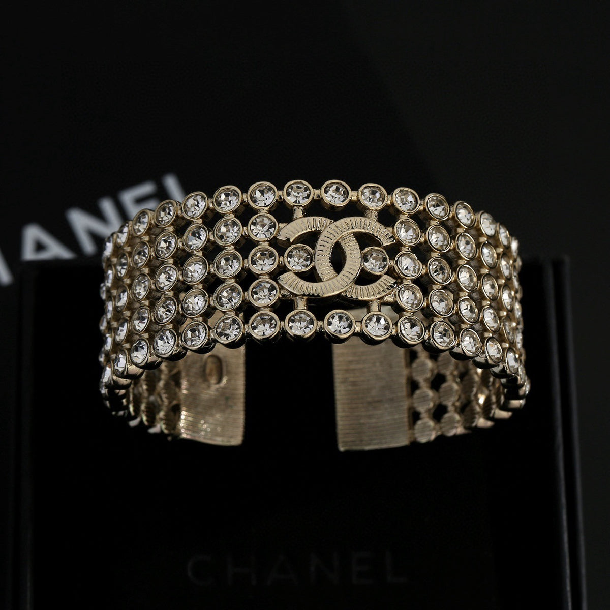 Signature Emblem Bangle in Polished Metal-Tone – Design 017 front product view