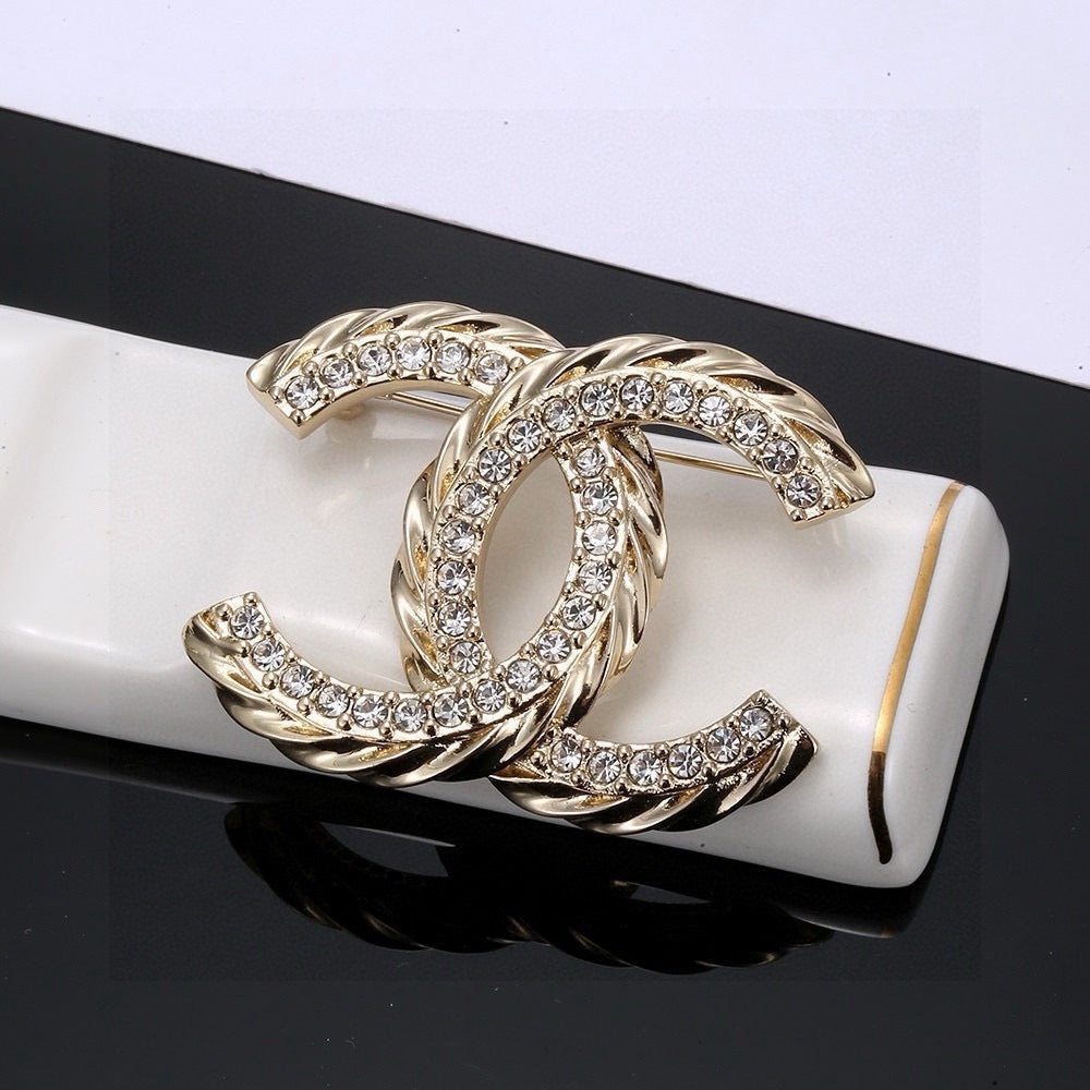 Signature Emblem Brooch in Polished Metal-Tone – Design 017 styled product view