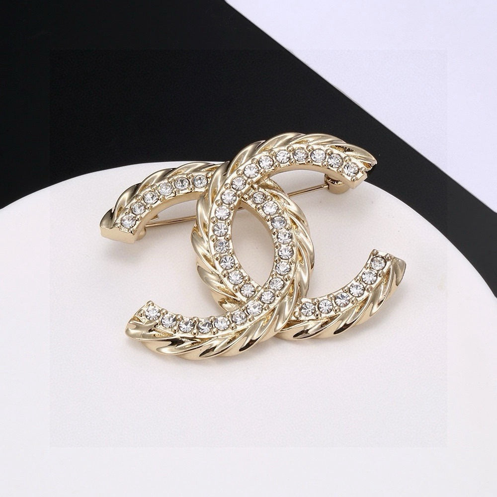 Signature Emblem Brooch in Polished Metal-Tone – Design 017 detail view