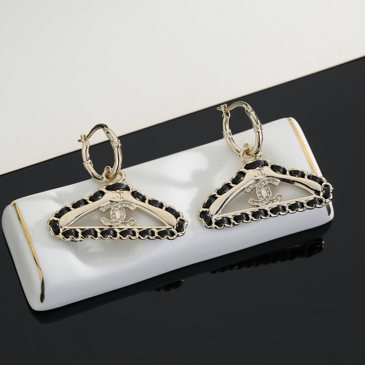 Signature Emblem Stud Earrings in Gold-Tone – Design 020 front product view