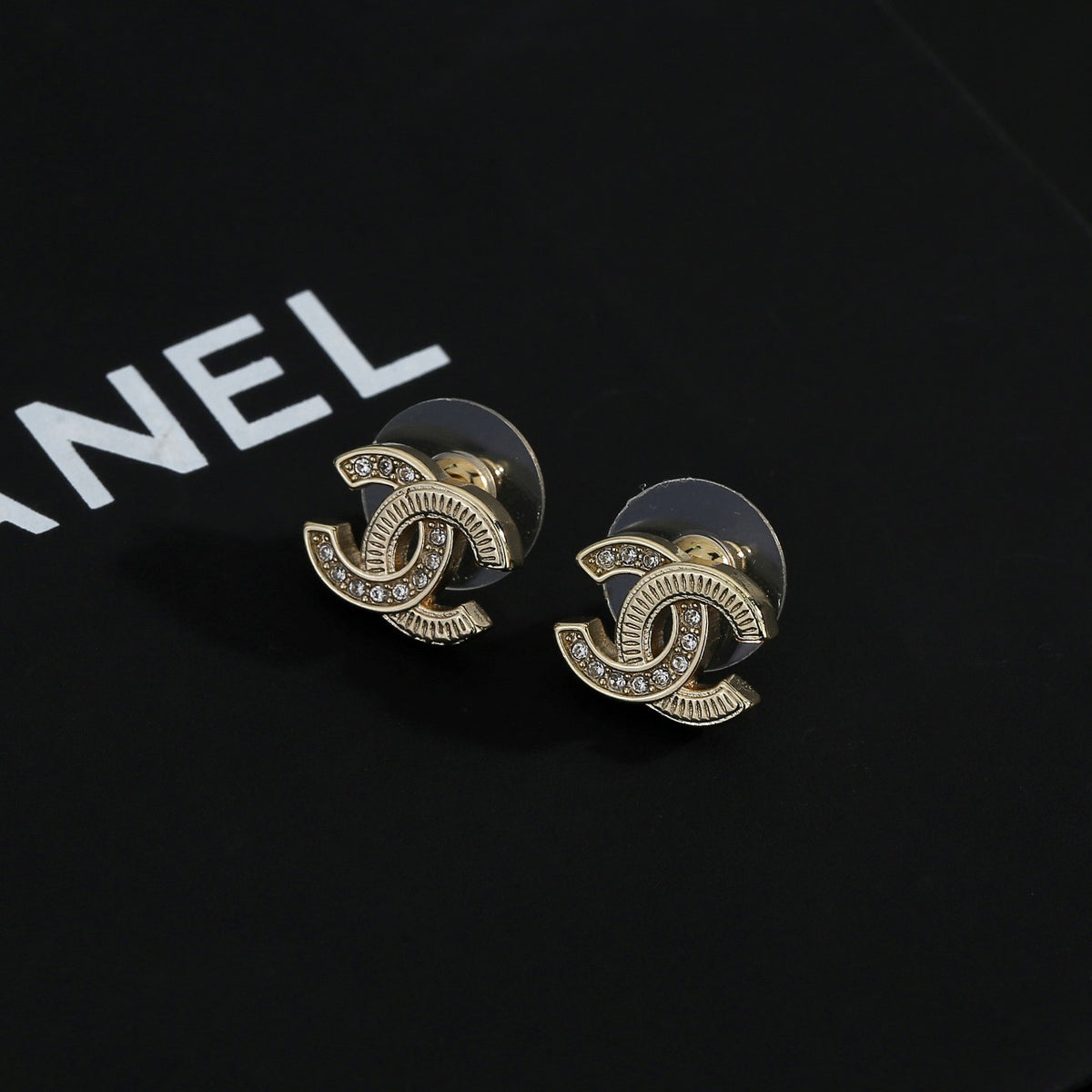 Signature Emblem Stud Earrings in Gold-Tone – Design 019 main product view