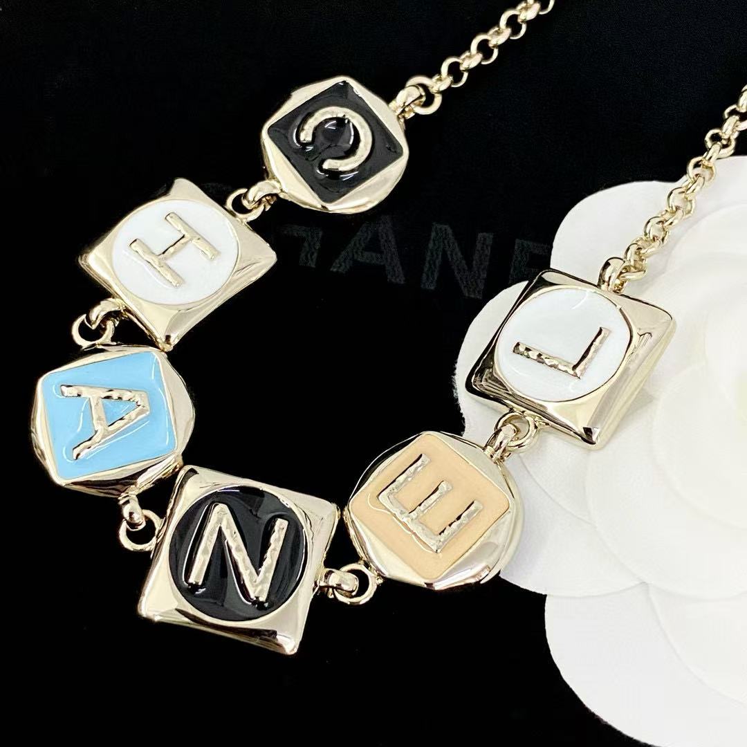 Letter Pendant Necklace in Polished Metal-Tone – Design 011 front product view