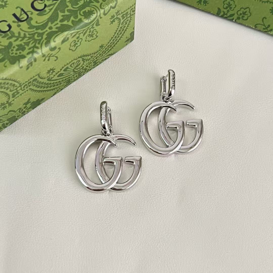 Geometric Emblem Stud Earrings in Polished Metal-Tone – Design 022 front product view