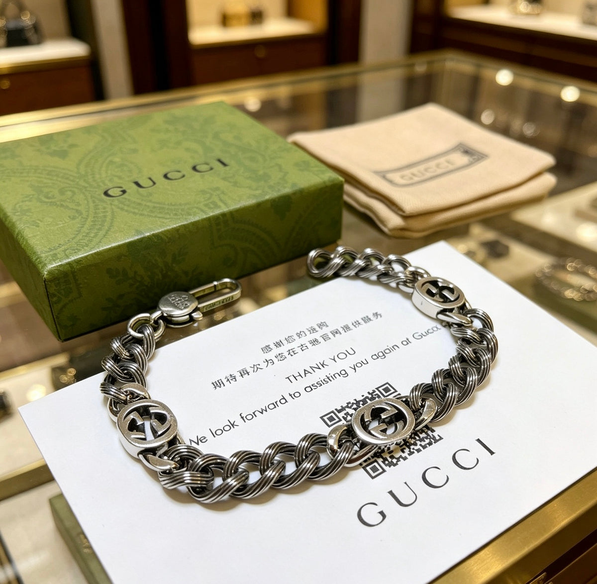 Geometric Emblem Bracelet in Polished Metal-Tone – Design 034 styled product view