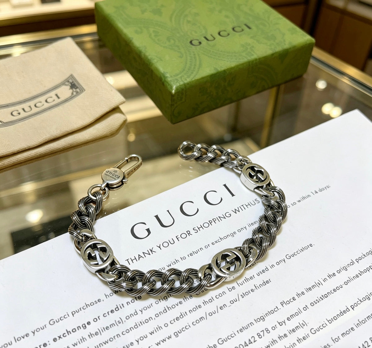 Geometric Emblem Bracelet in Polished Metal-Tone – Design 034 front product view