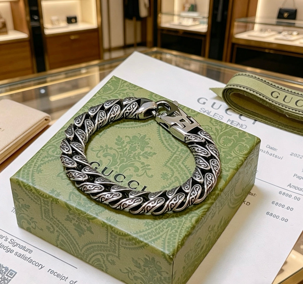 Geometric Emblem Bracelet in Polished Metal-Tone – Design 033 styled product view