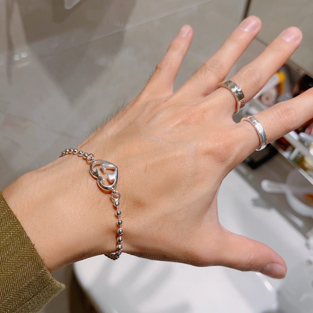 Geometric Emblem Bracelet in Polished Metal-Tone – Design 032 styled product view