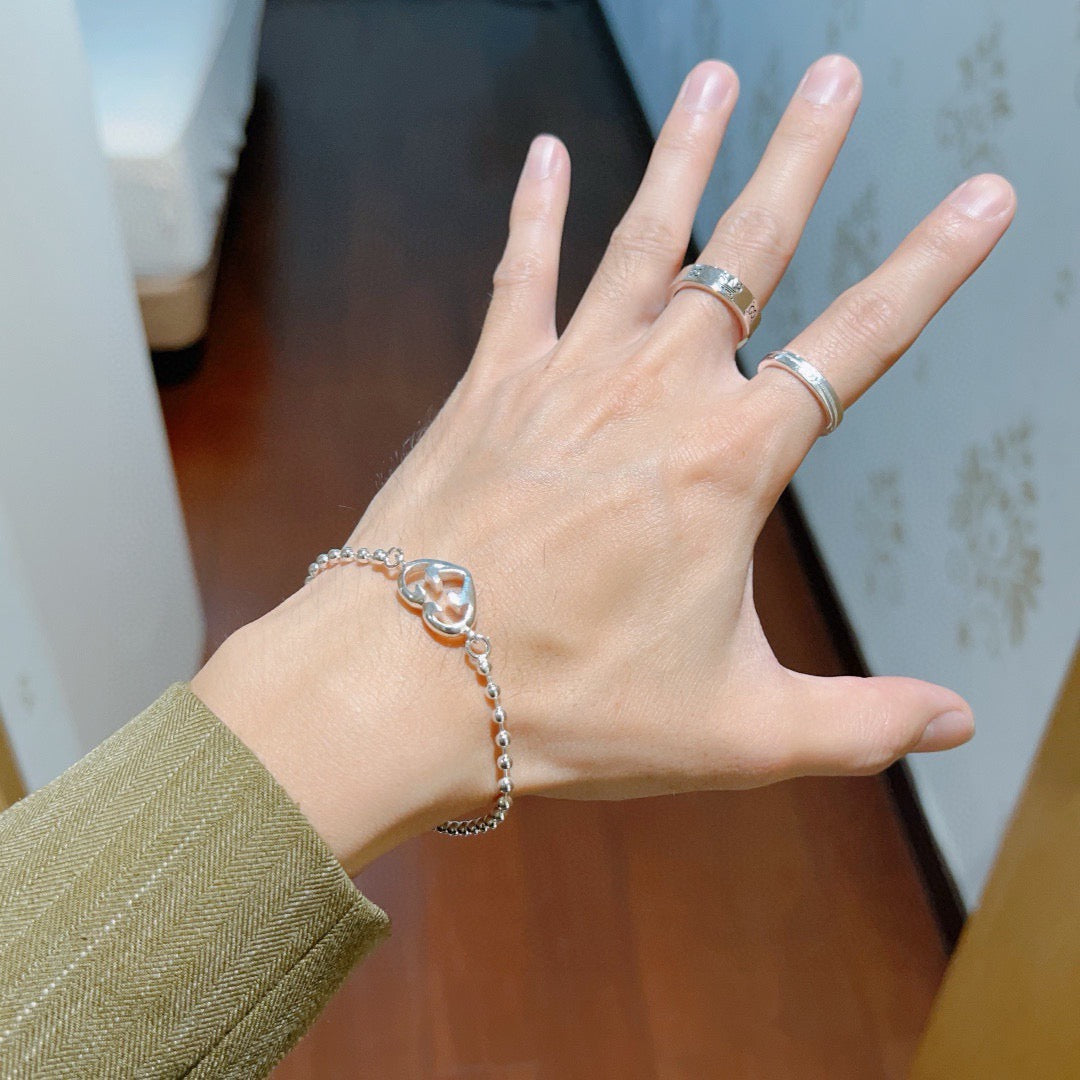 Geometric Emblem Bracelet in Polished Metal-Tone – Design 032 detail view