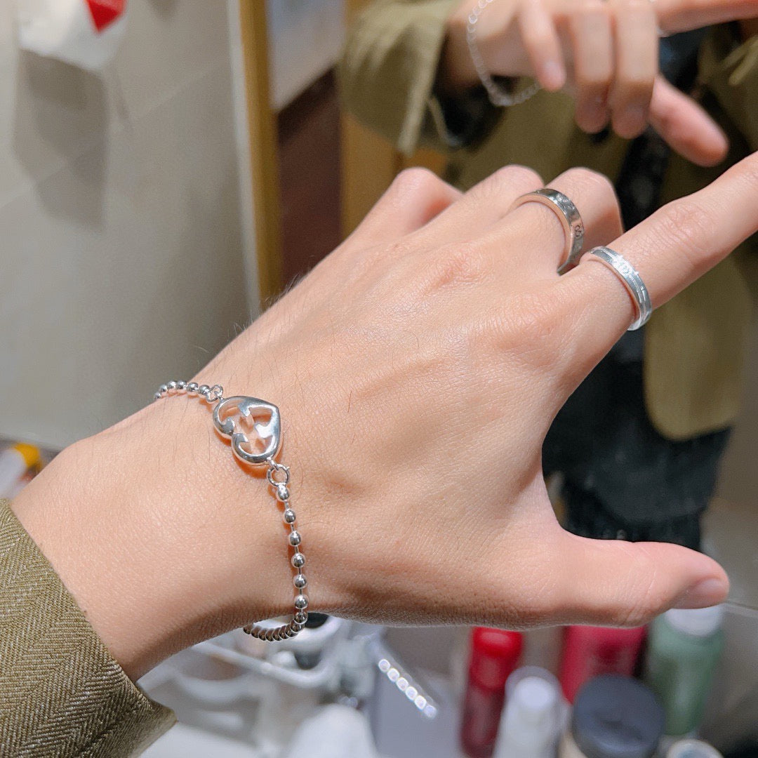 Geometric Emblem Bracelet in Polished Metal-Tone – Design 032 detail view