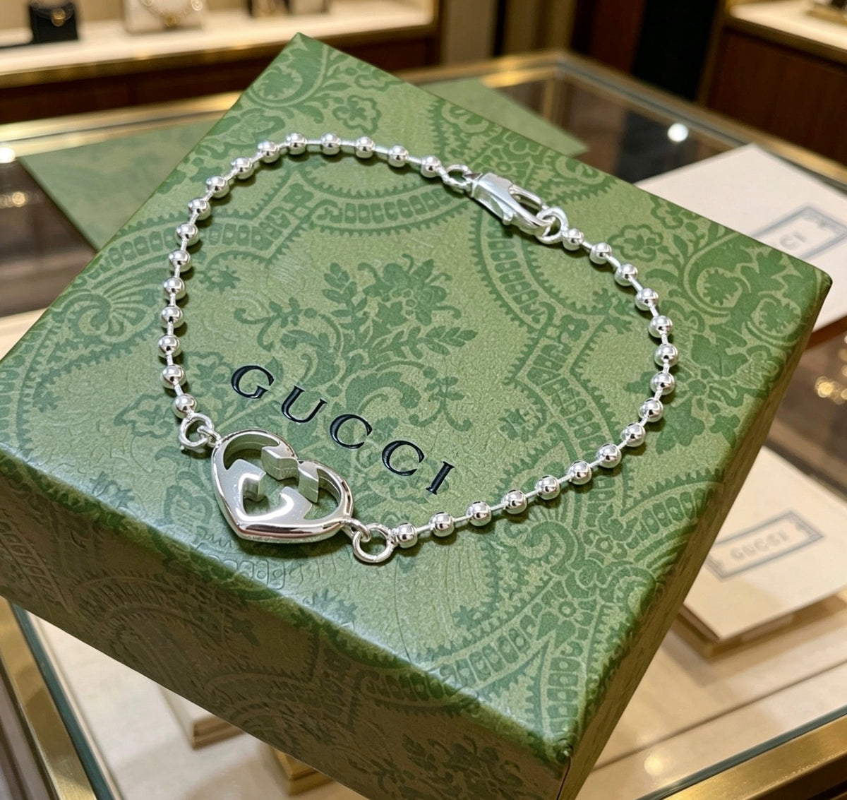 Geometric Emblem Bracelet in Polished Metal-Tone – Design 032 main product view