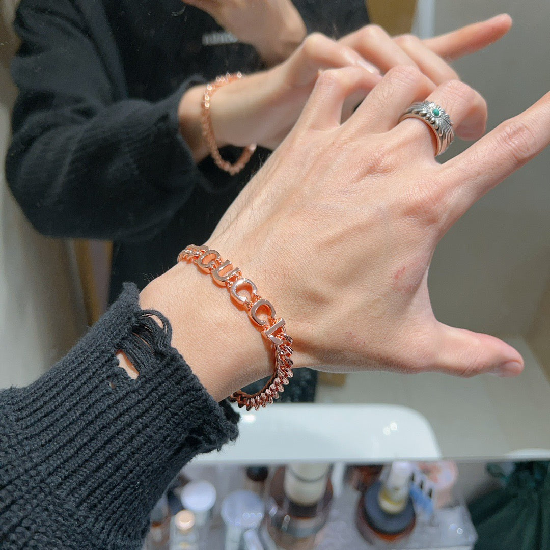Geometric Emblem Bracelet in Polished Metal-Tone – Design 031 styled product view