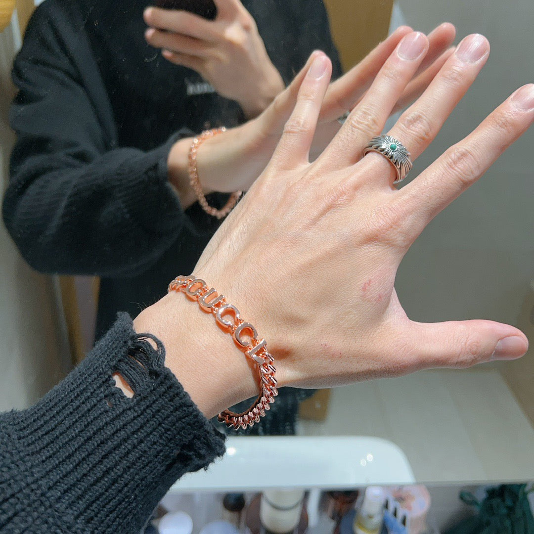 Geometric Emblem Bracelet in Polished Metal-Tone – Design 031 detail view