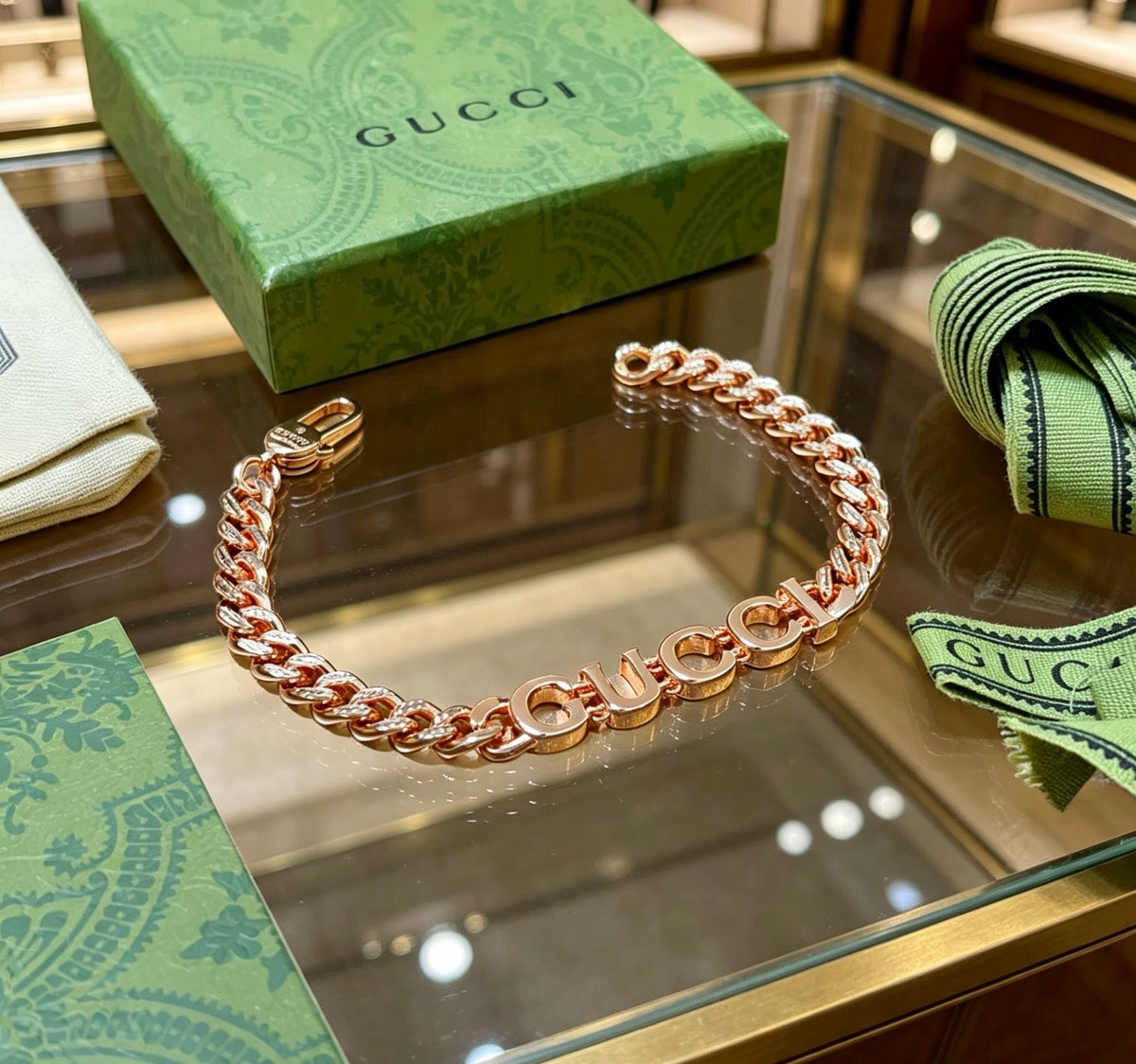 Geometric Emblem Bracelet in Polished Metal-Tone – Design 031 close-up detail