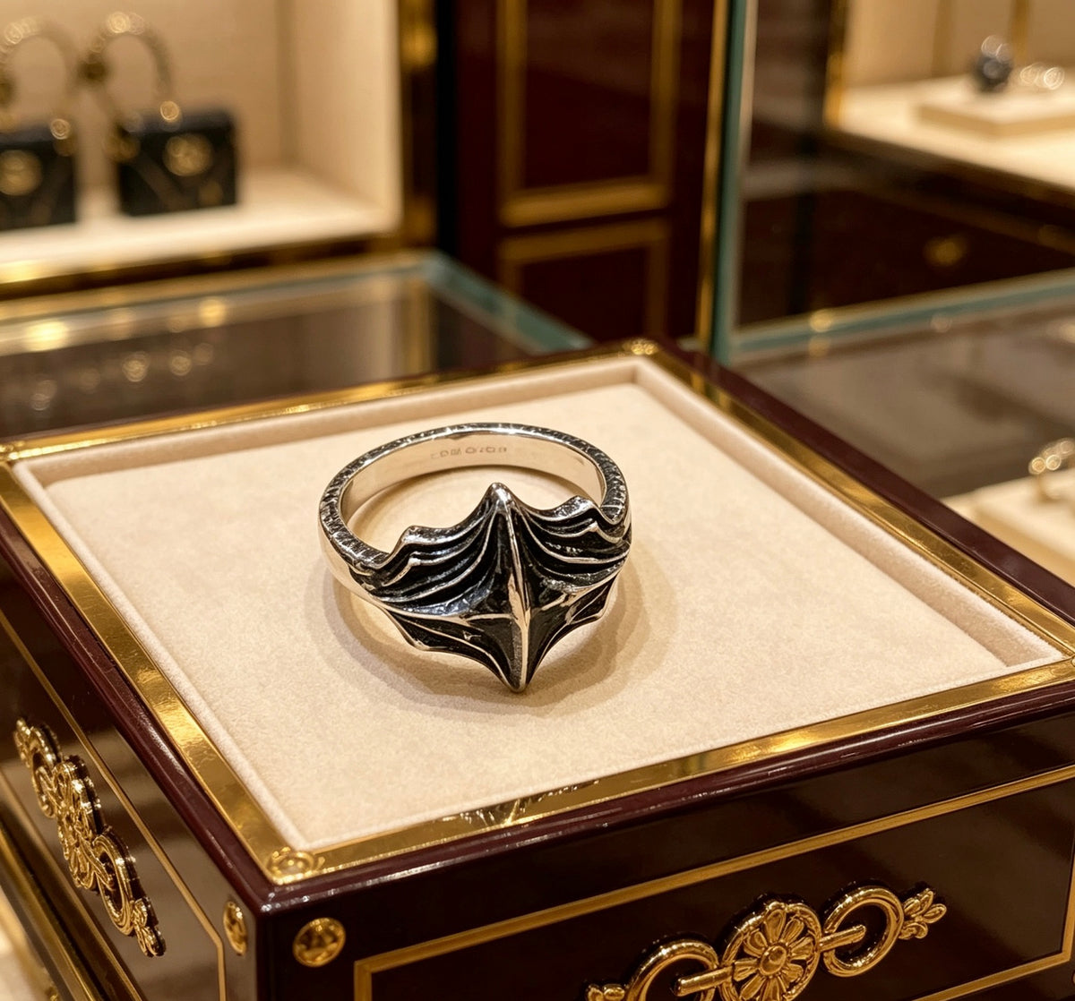 Double-G Emblem Statement Ring in Polished Metal-Tone – Design 002 main product view