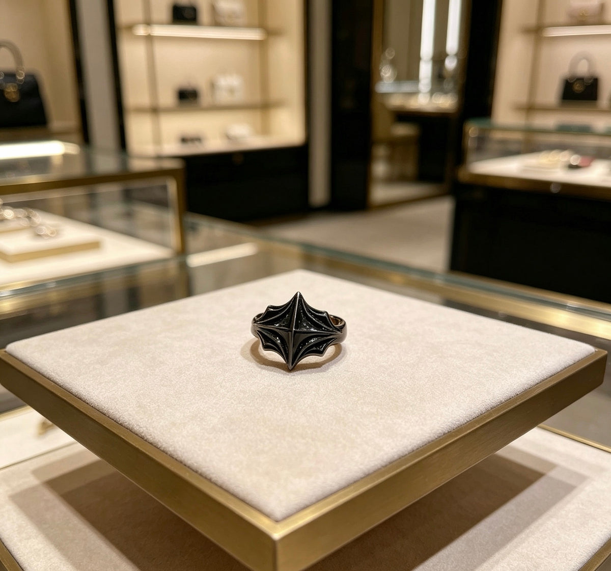 Double-G Emblem Statement Ring in Polished Metal-Tone – Design 002 main product view