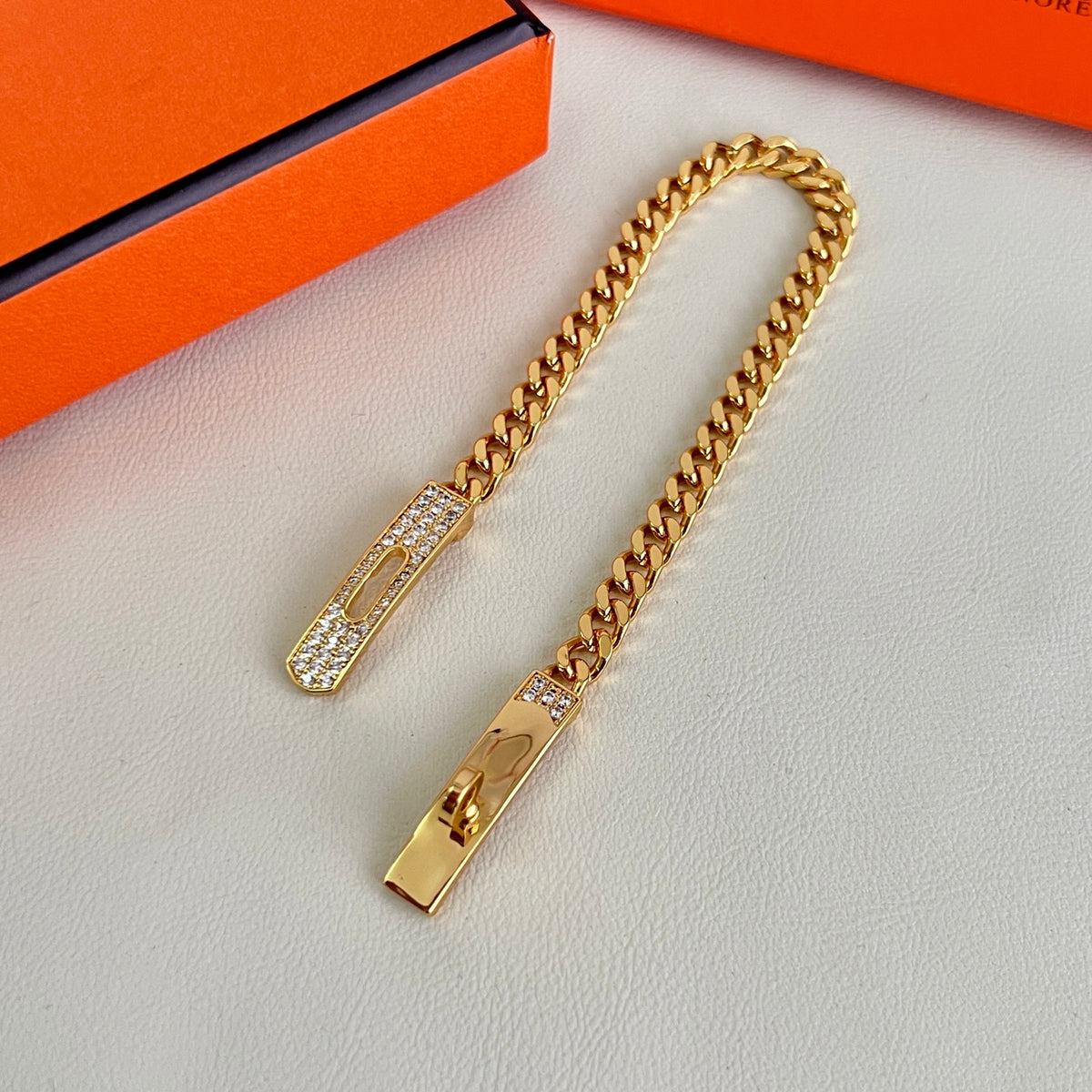 Signature Emblem Bracelet in Gold-Tone – Design 003 close-up detail